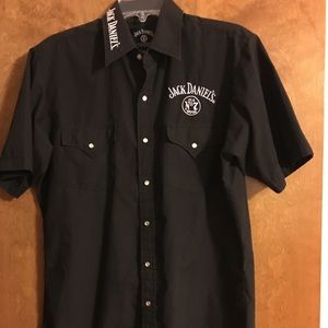 Jack Daniels stitched black pearl snap shirt